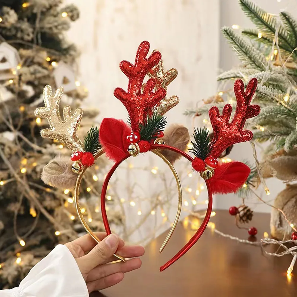！Christmas Glitter Deer Antler - Reindeer Antlers Headband ulasan dan harga