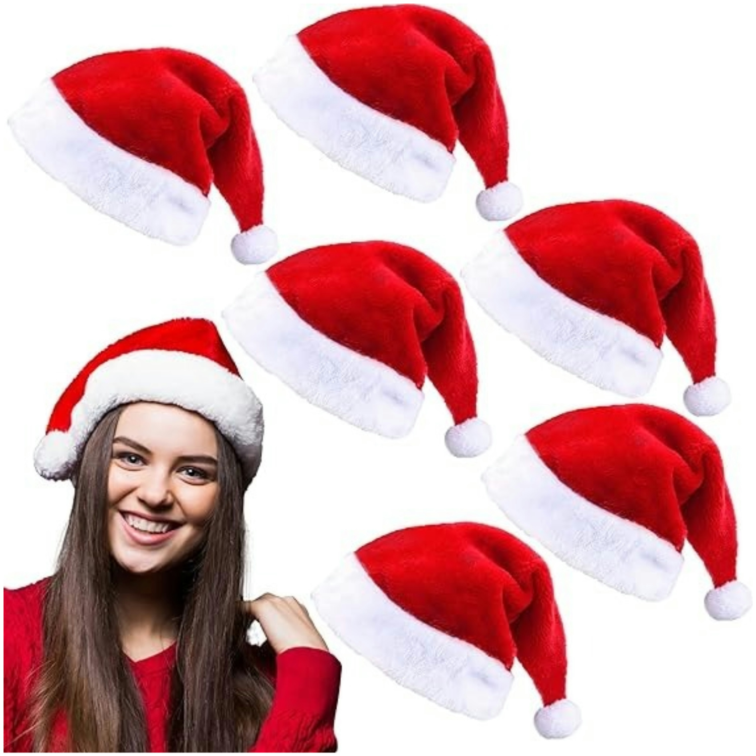 Fluffy Red Santa Hats Set with - Santa Hat Plush ulasan dan harga