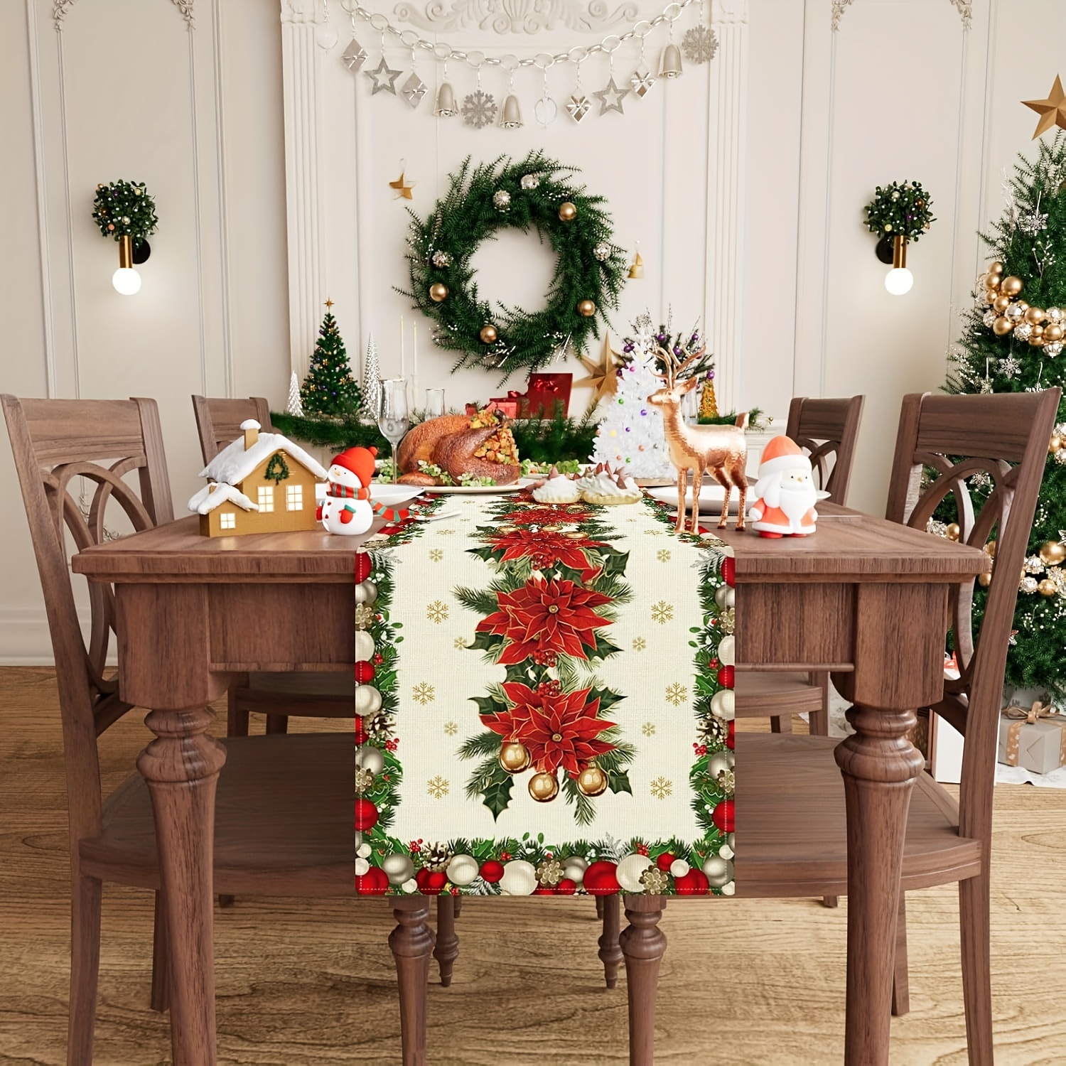 1pc Multi-Size Winter Floral T - Christmas Table Runner ulasan dan harga