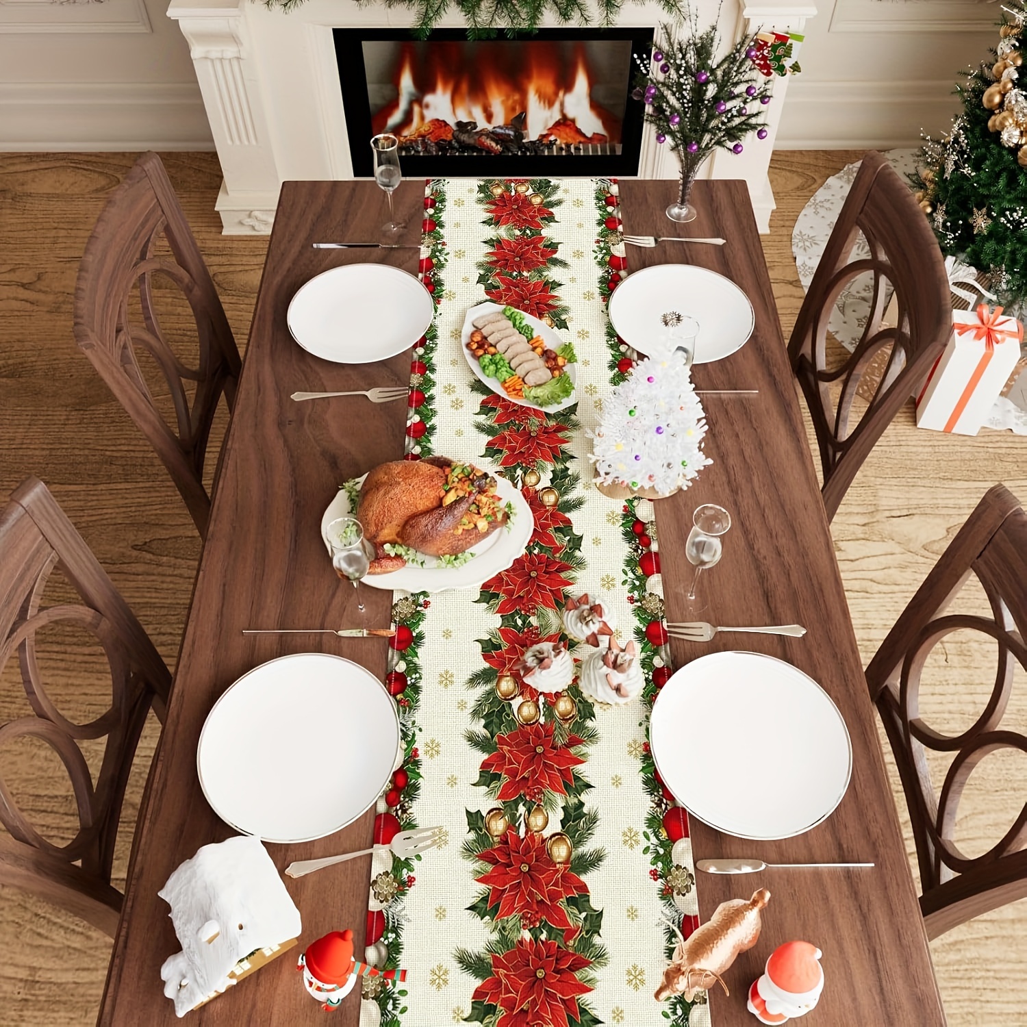 1pc Multi-Size Winter Floral T - Christmas Table Runner ulasan dan harga