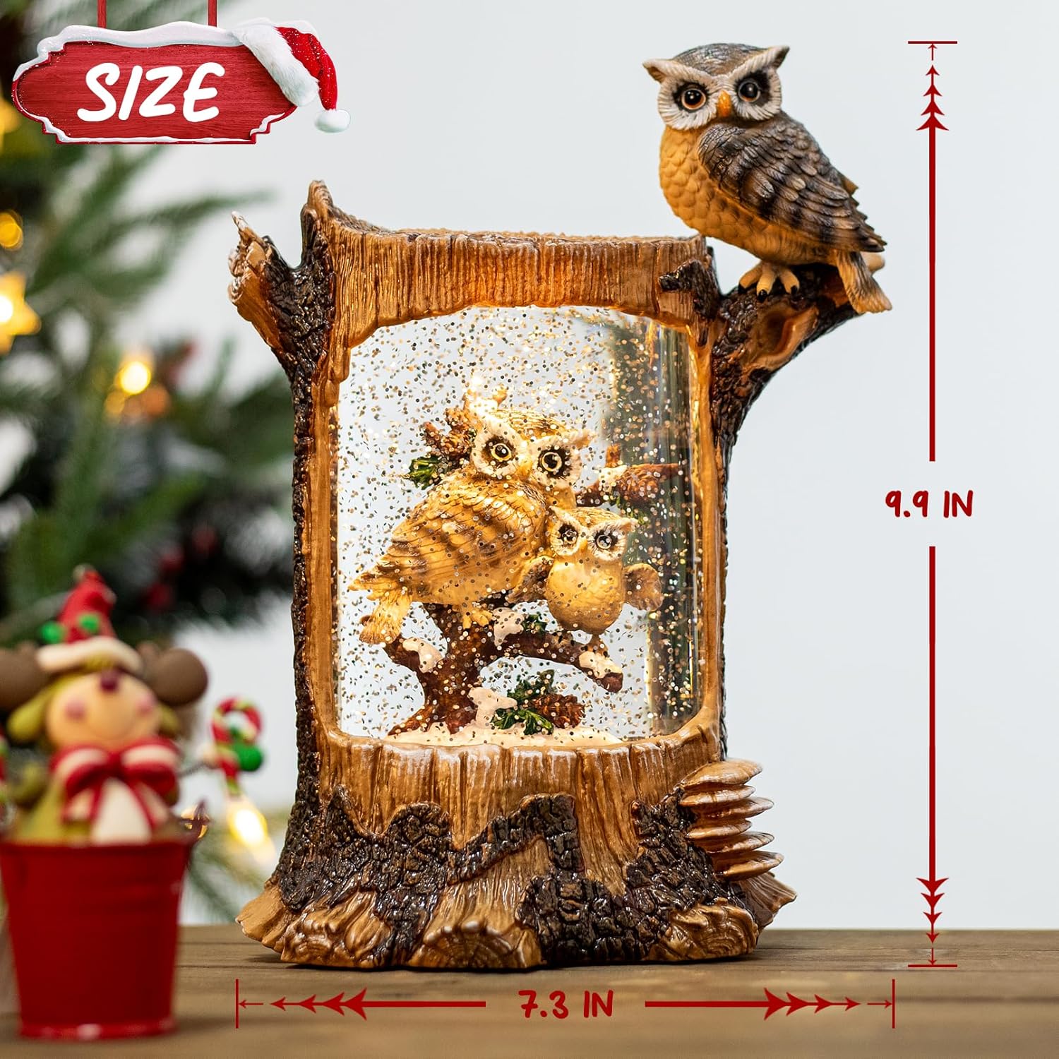 Christmas Owl Family Snow Glob - Snow Globe Musical ulasan dan harga