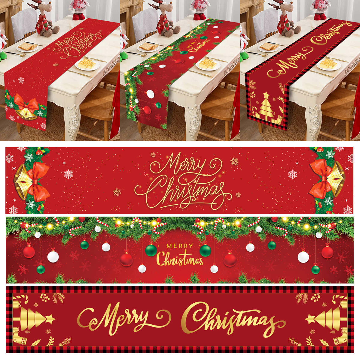 Christmas Table Runner Merry C - Christmas Table Runner ulasan dan harga