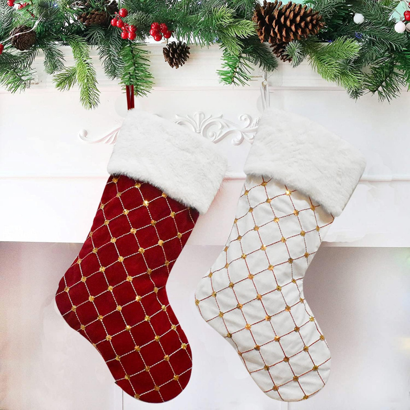 Christmas Stocking Soft Faux F - Christmas Stocking Hanging ulasan dan harga