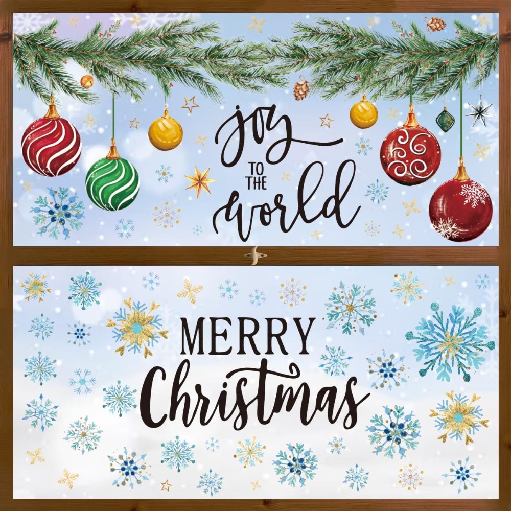 221 PCS Christmas Window Cling - Snowflake Window Decal ulasan dan harga