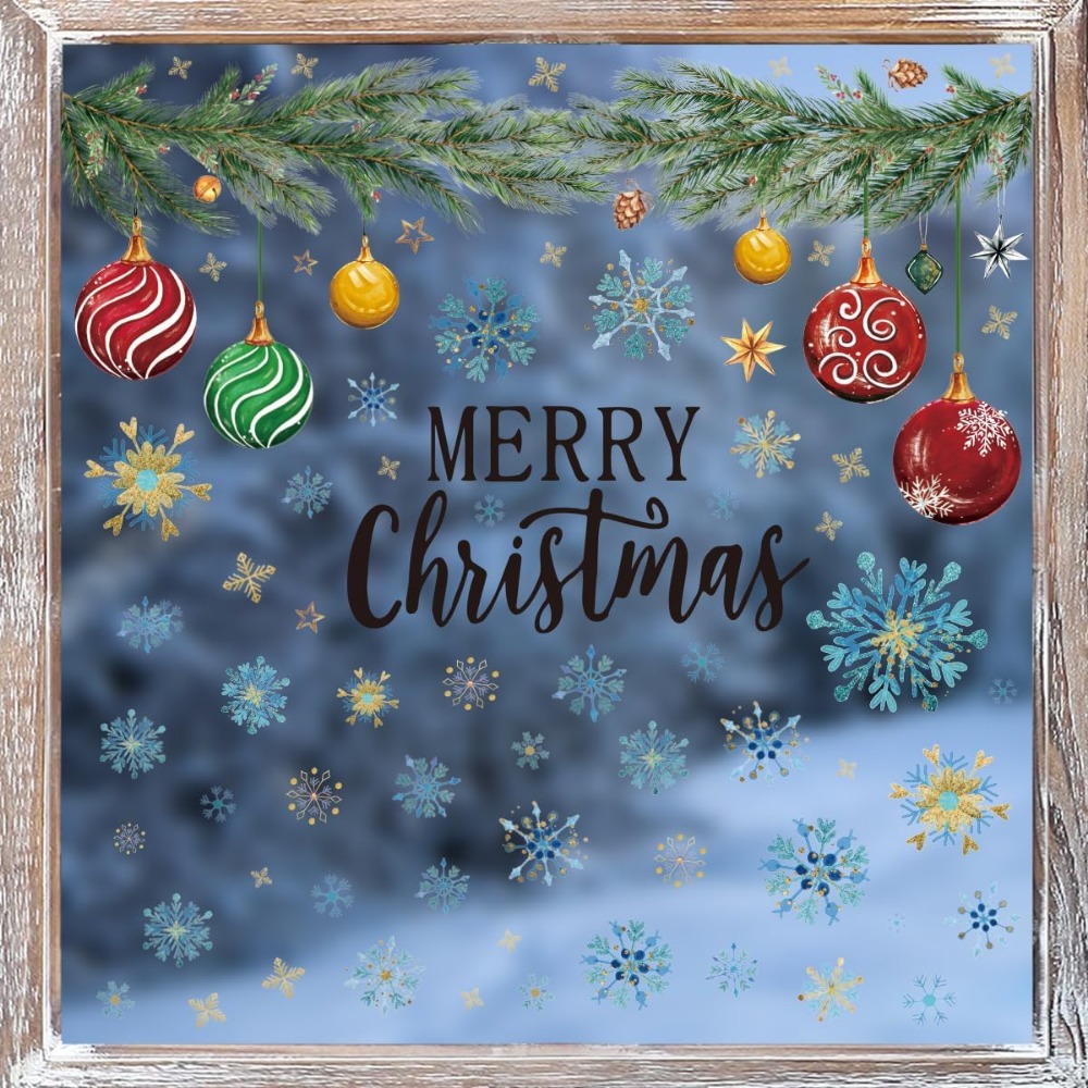 221 PCS Christmas Window Cling - Snowflake Window Decal ulasan dan harga