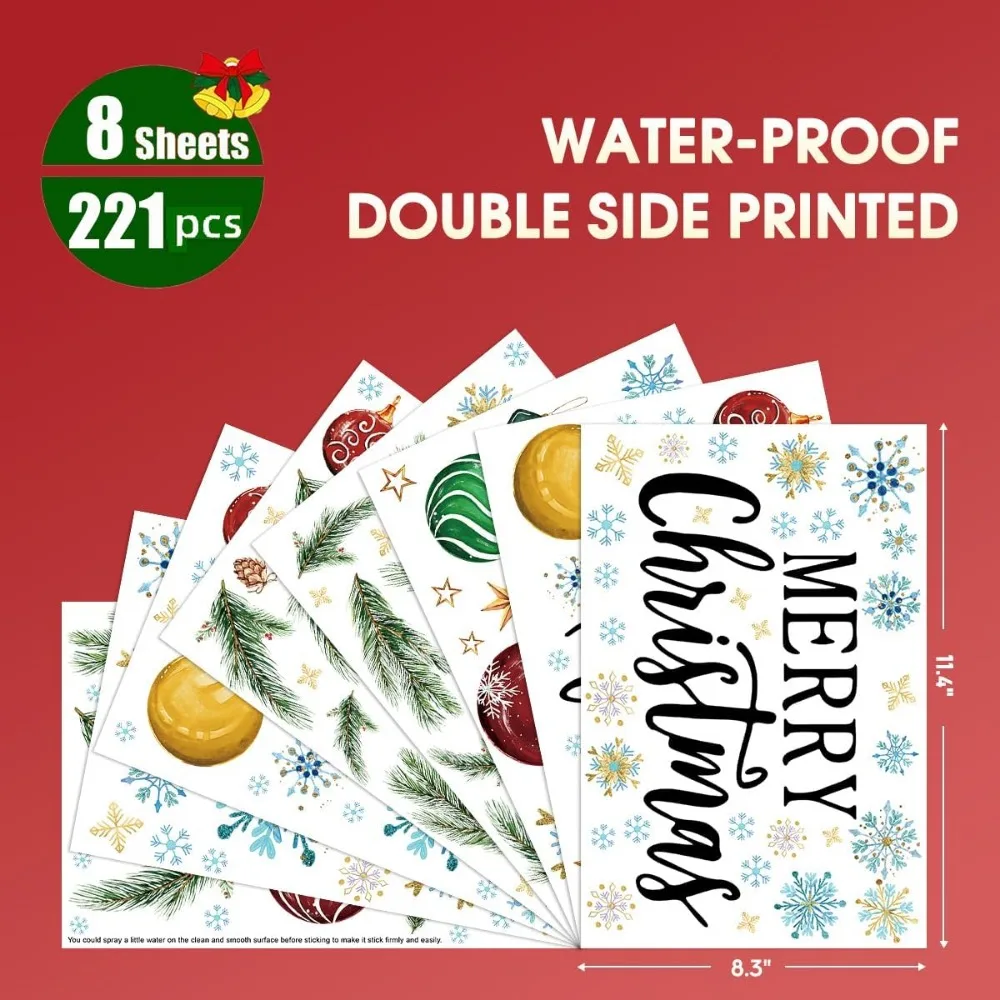 221 PCS Christmas Window Cling - Snowflake Window Decal ulasan dan harga