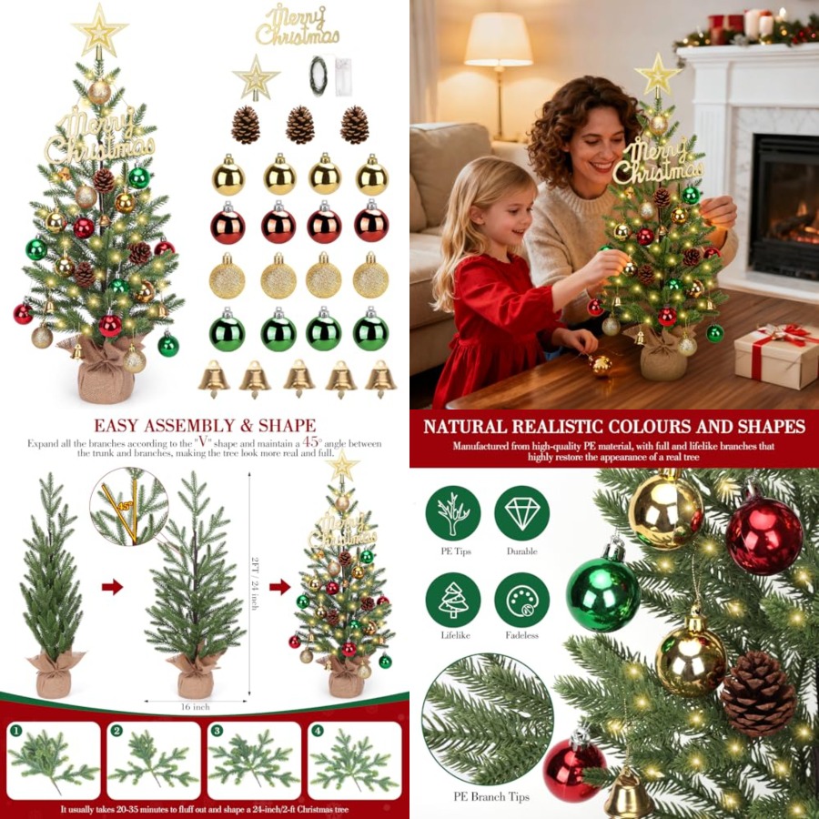 2FT Mini Christmas Tree, Table - Christmas Tree Artificial ulasan dan harga