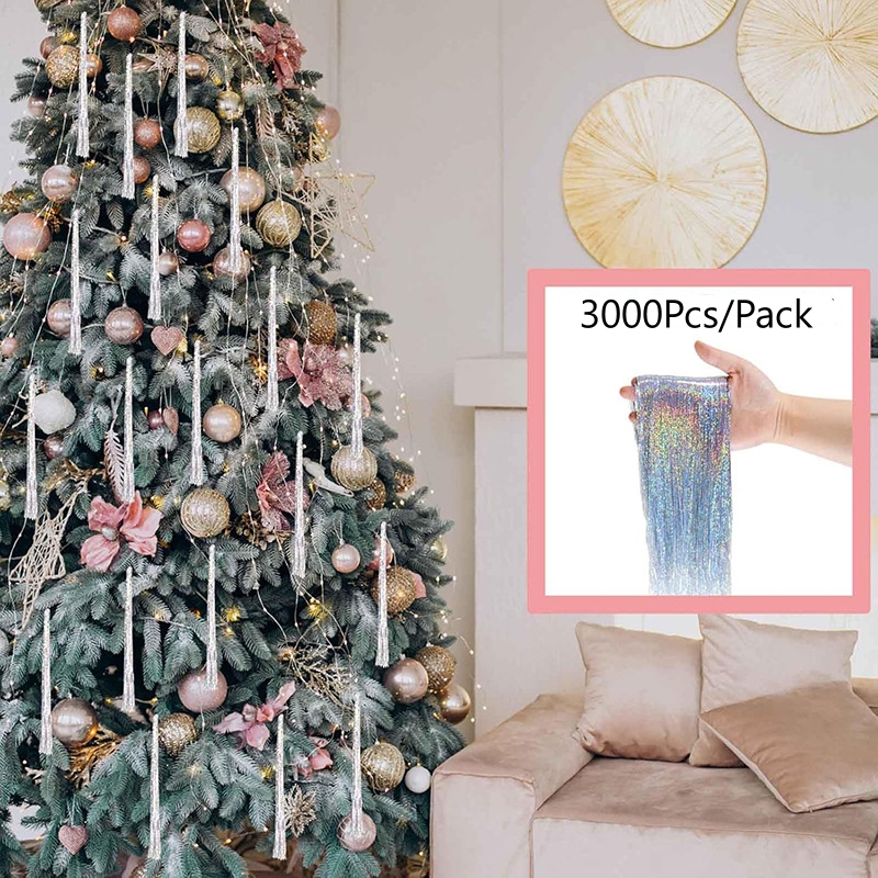 3000 Strands Icicles Iridescen - Tinsel Garland Decoration ulasan dan harga