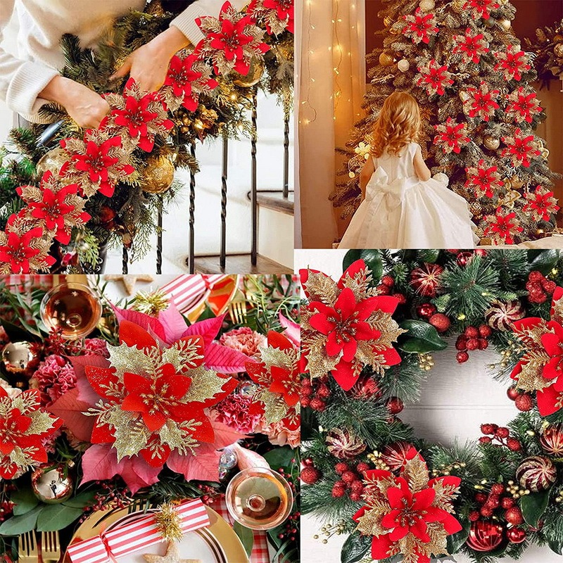 5PCS Christmas Flowers Christm - Christmas Tree Artificial ulasan dan harga