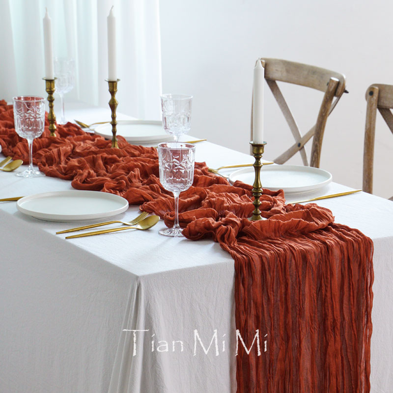 Semi-Sheer Gauze Table Runner  - Christmas Table Runner ulasan dan harga