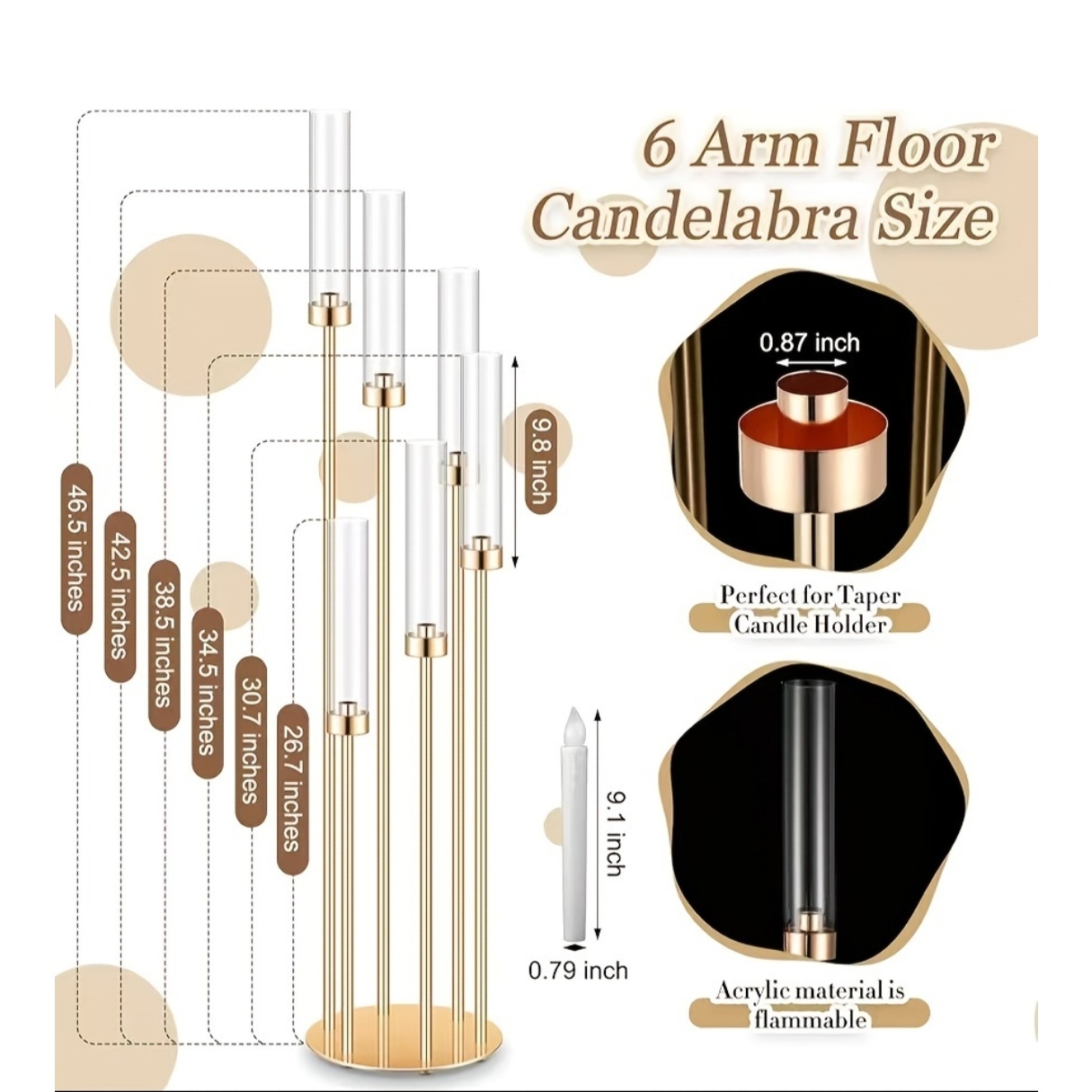 2 Sets Floor Candelabra 6 Arms - Holiday Candle Set ulasan dan harga