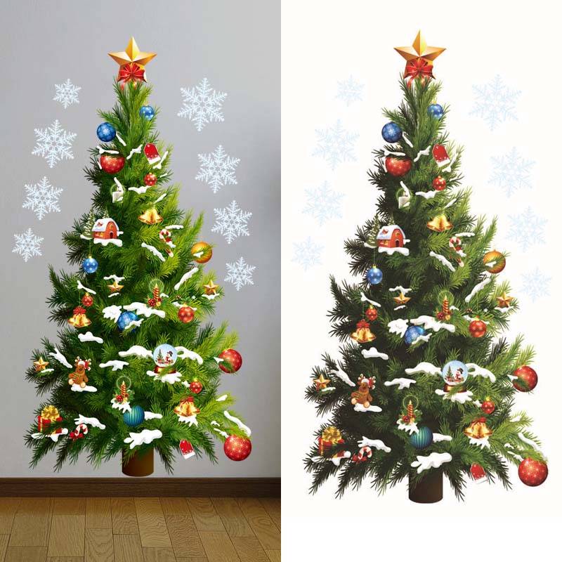 Christmas Tree Wall Stickers G - Snowflake Window Decal ulasan dan harga