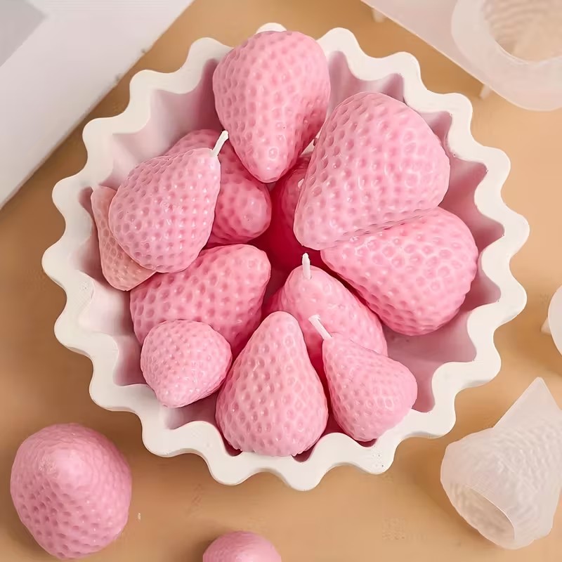 Strawberry Silicone Candle Mol - Holiday Candle Set ulasan dan harga