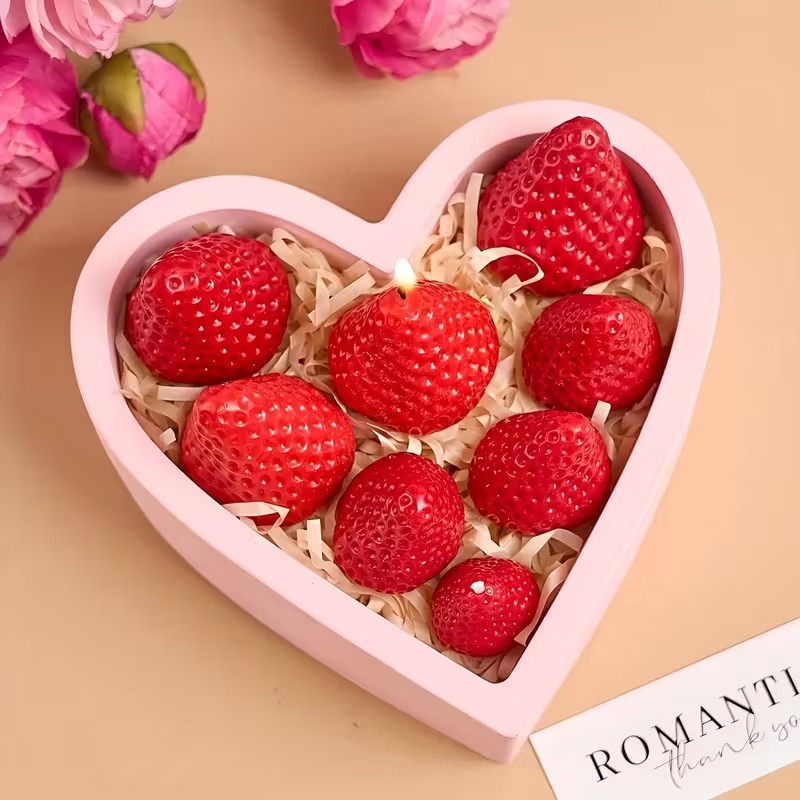 Strawberry Silicone Candle Mol - Holiday Candle Set ulasan dan harga