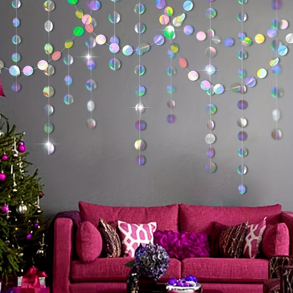 1pc Shimmering Iridescent Circ - Tinsel Garland Decoration ulasan dan harga