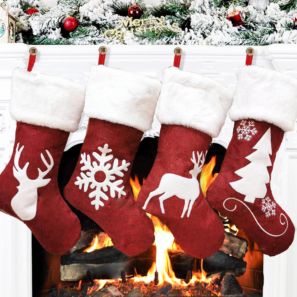 46Cm Plush Big Christmas Socks - Christmas Stocking Hanging ulasan dan harga