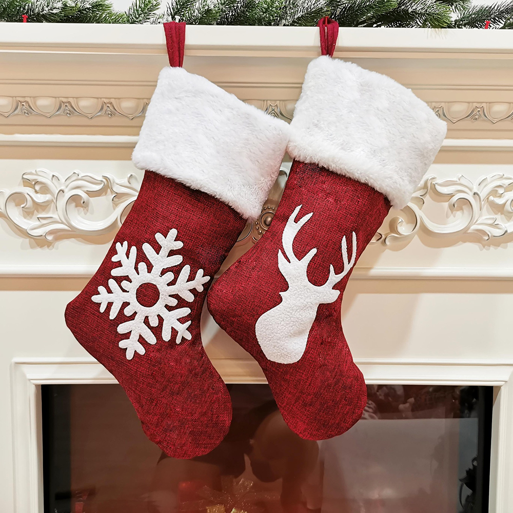 46Cm Plush Big Christmas Socks - Christmas Stocking Hanging ulasan dan harga