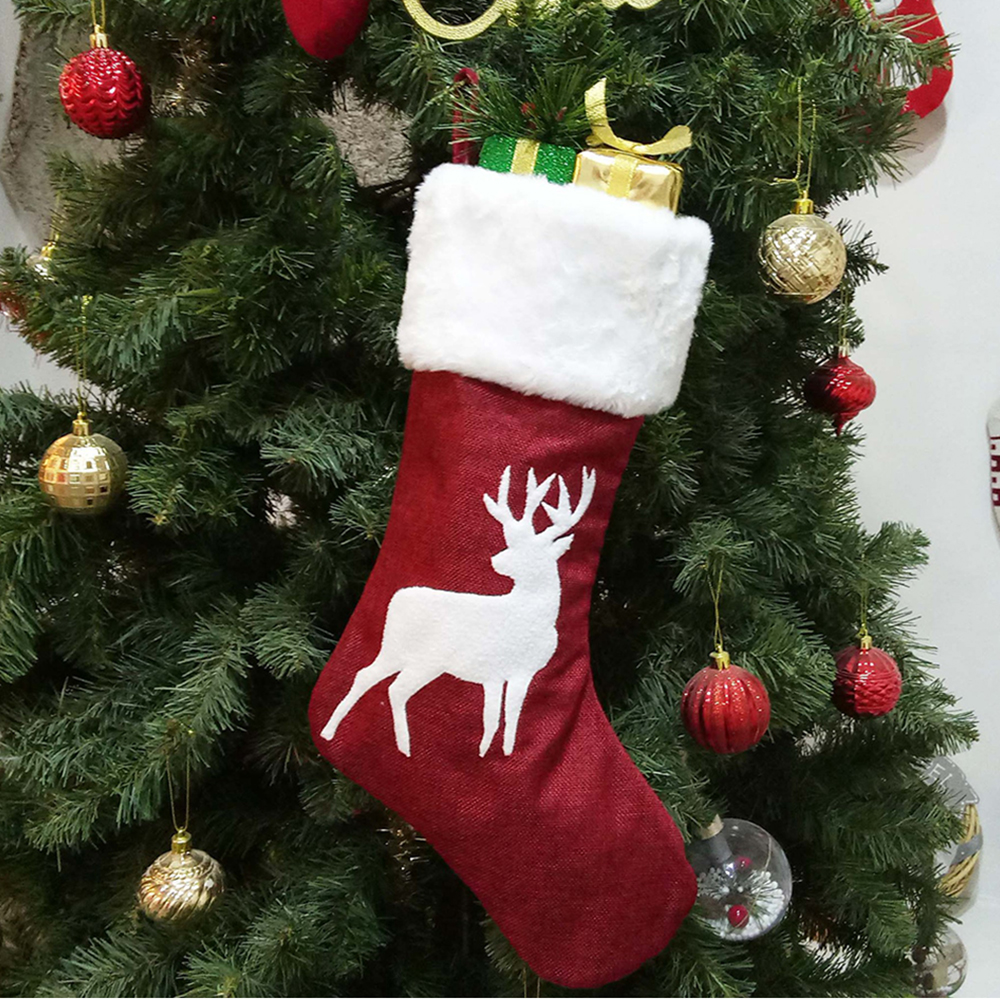 46Cm Plush Big Christmas Socks - Christmas Stocking Hanging ulasan dan harga
