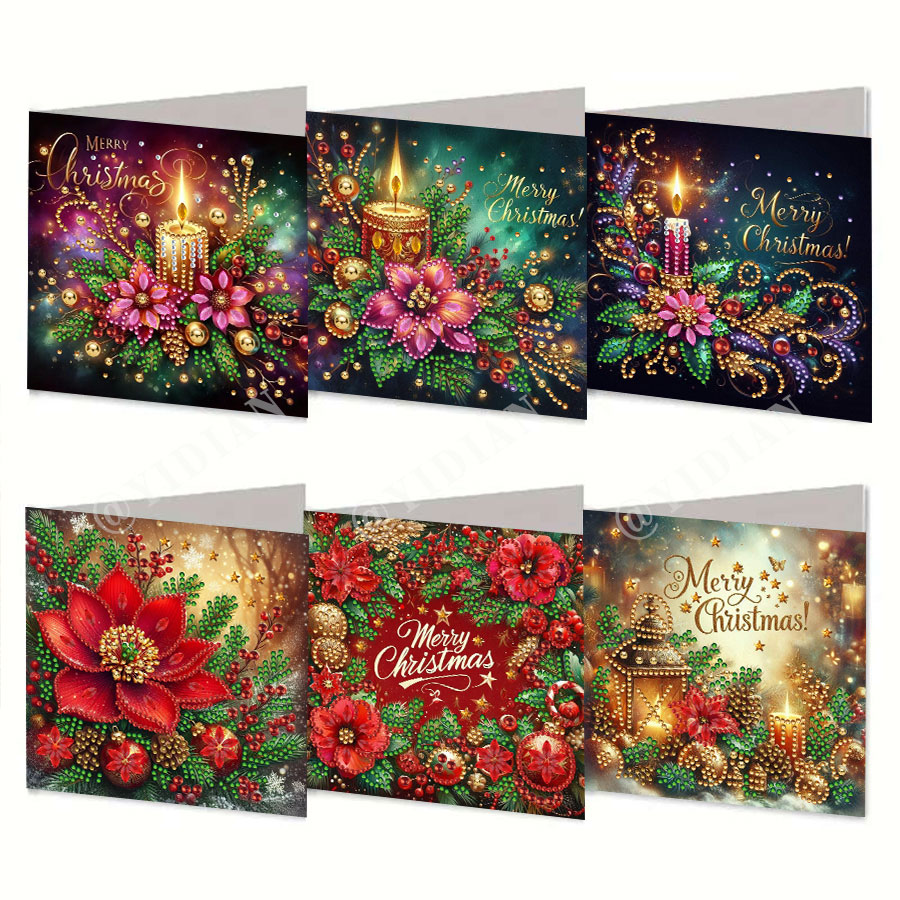 6-piece Christmas diamond pain - Holiday Candle Set ulasan dan harga