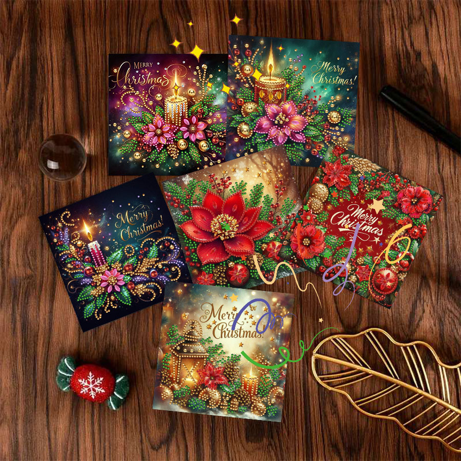 6-piece Christmas diamond pain - Holiday Candle Set ulasan dan harga
