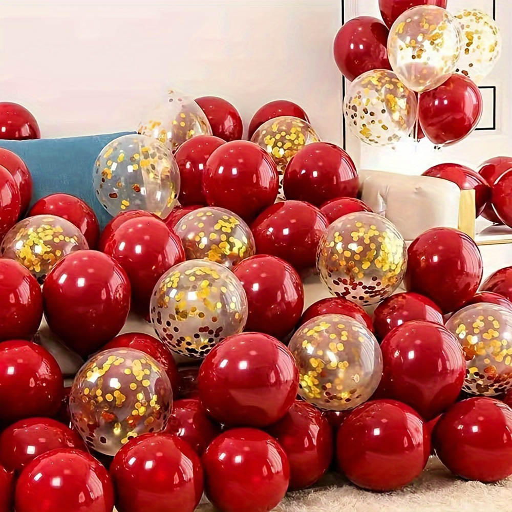 50pcs/pack Red Gold Balloon Ar - Tinsel Garland Decoration ulasan dan harga