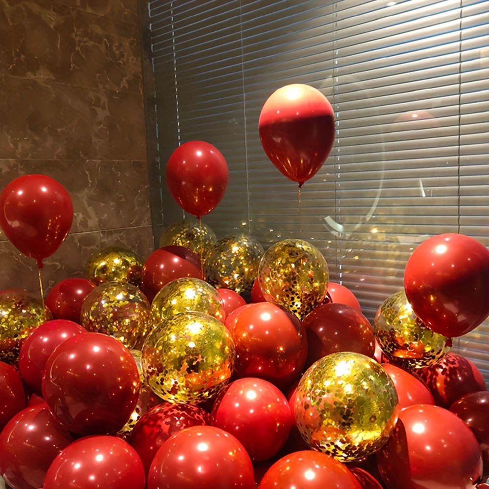 50pcs/pack Red Gold Balloon Ar - Tinsel Garland Decoration ulasan dan harga