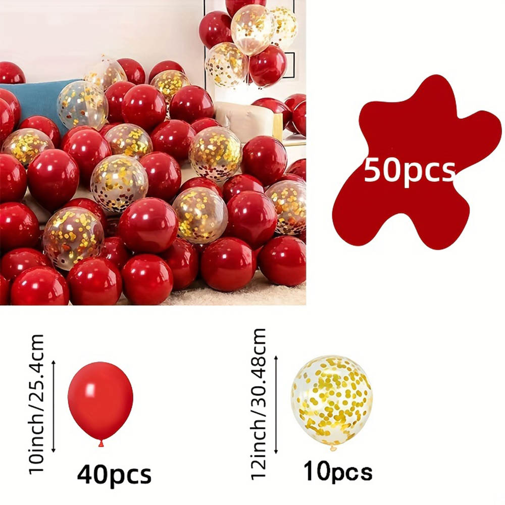 50pcs/pack Red Gold Balloon Ar - Tinsel Garland Decoration ulasan dan harga