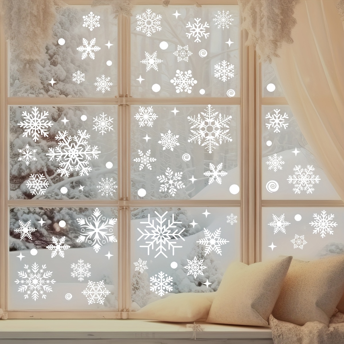 137Pcs Winter Snowflake Static - Snowflake Window Decal ulasan dan harga