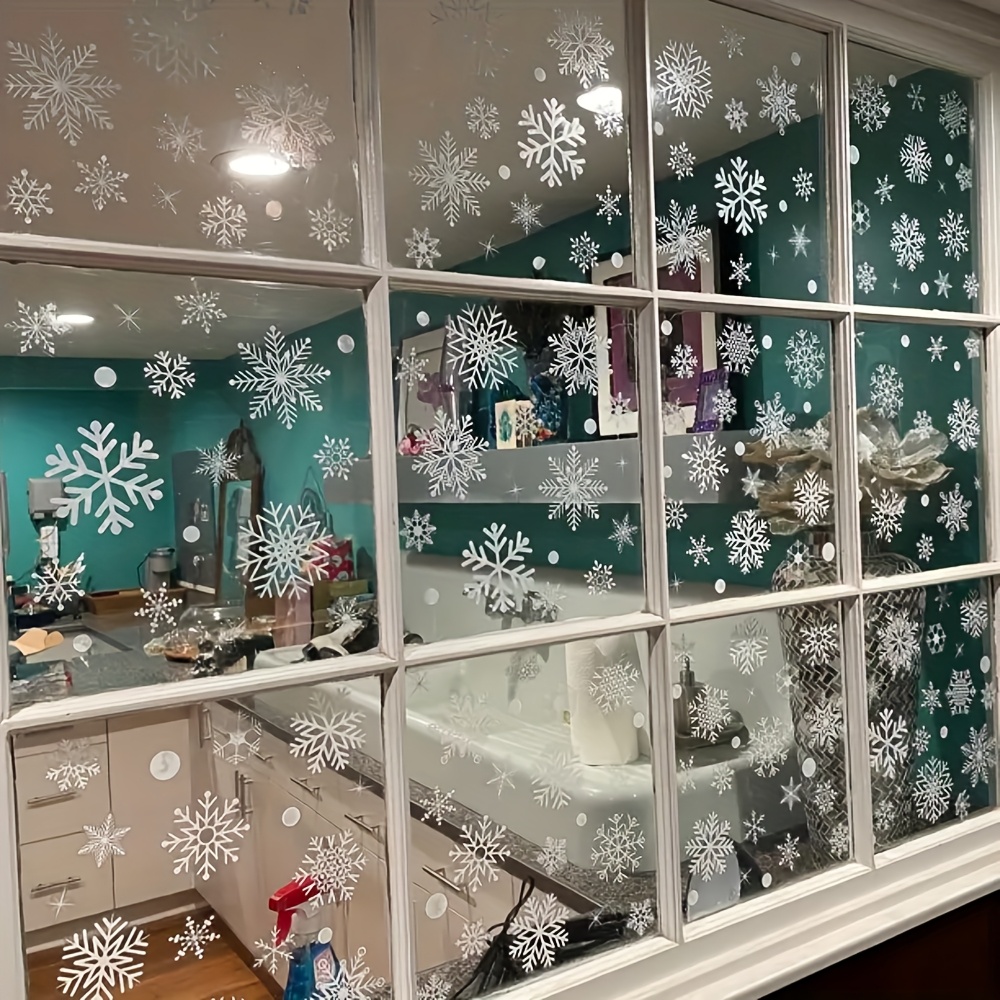 137Pcs Winter Snowflake Static - Snowflake Window Decal ulasan dan harga