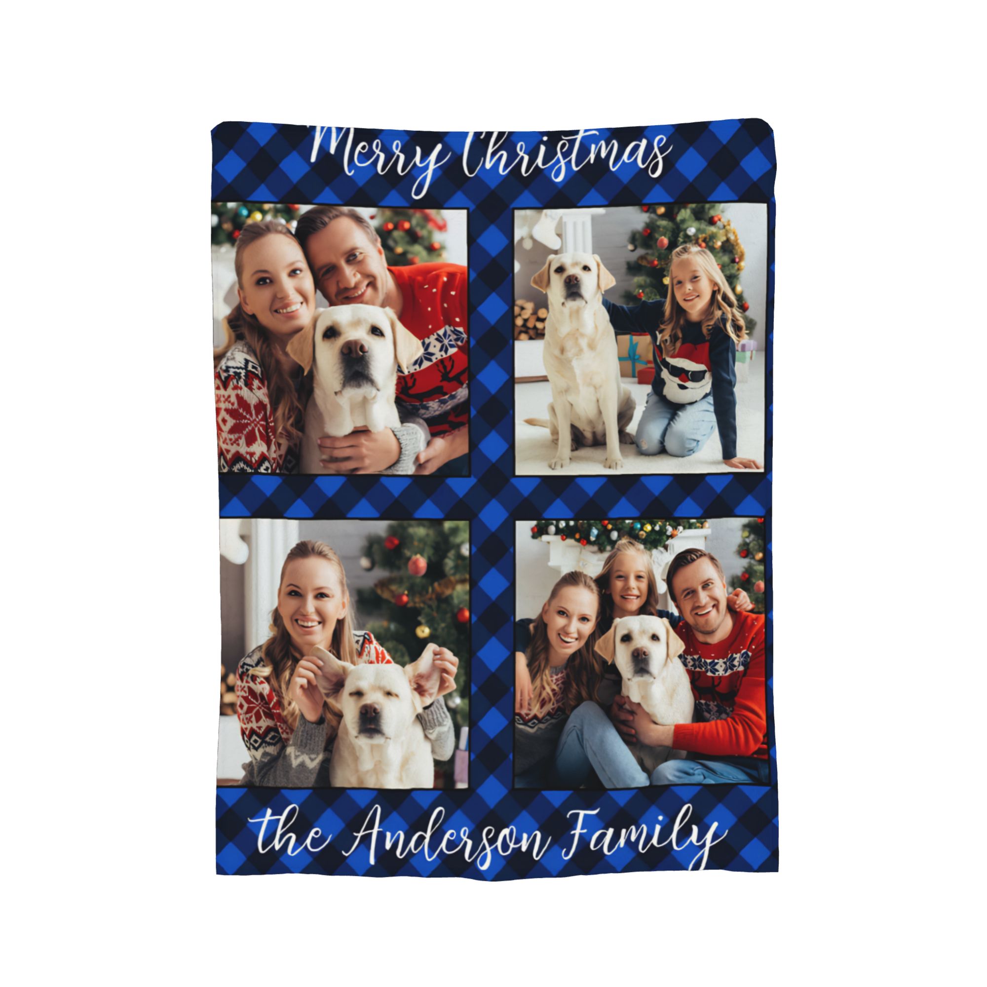 Family 4 Pictures Personalized - Christmas Throw Blanket ulasan dan harga