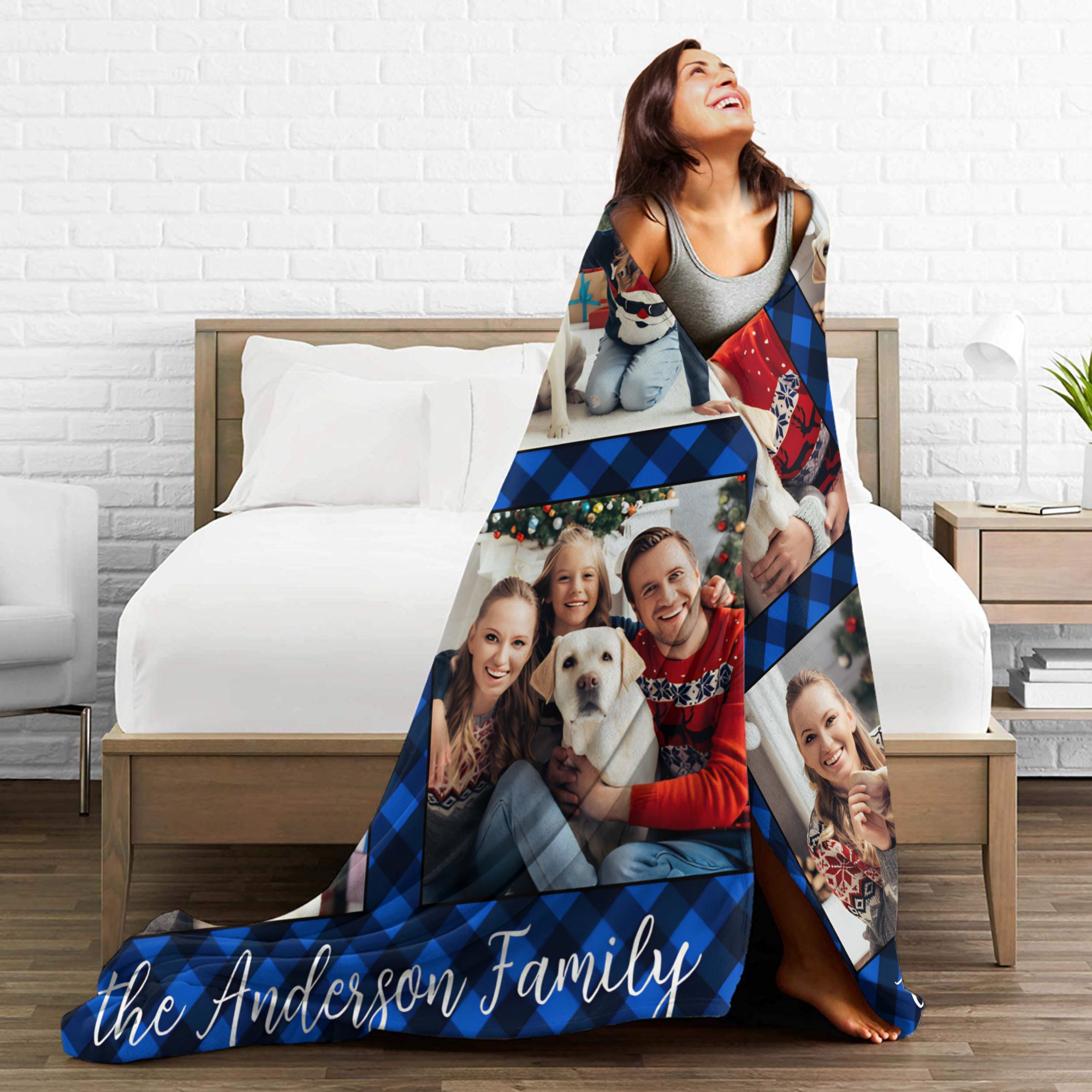 Family 4 Pictures Personalized - Christmas Throw Blanket ulasan dan harga