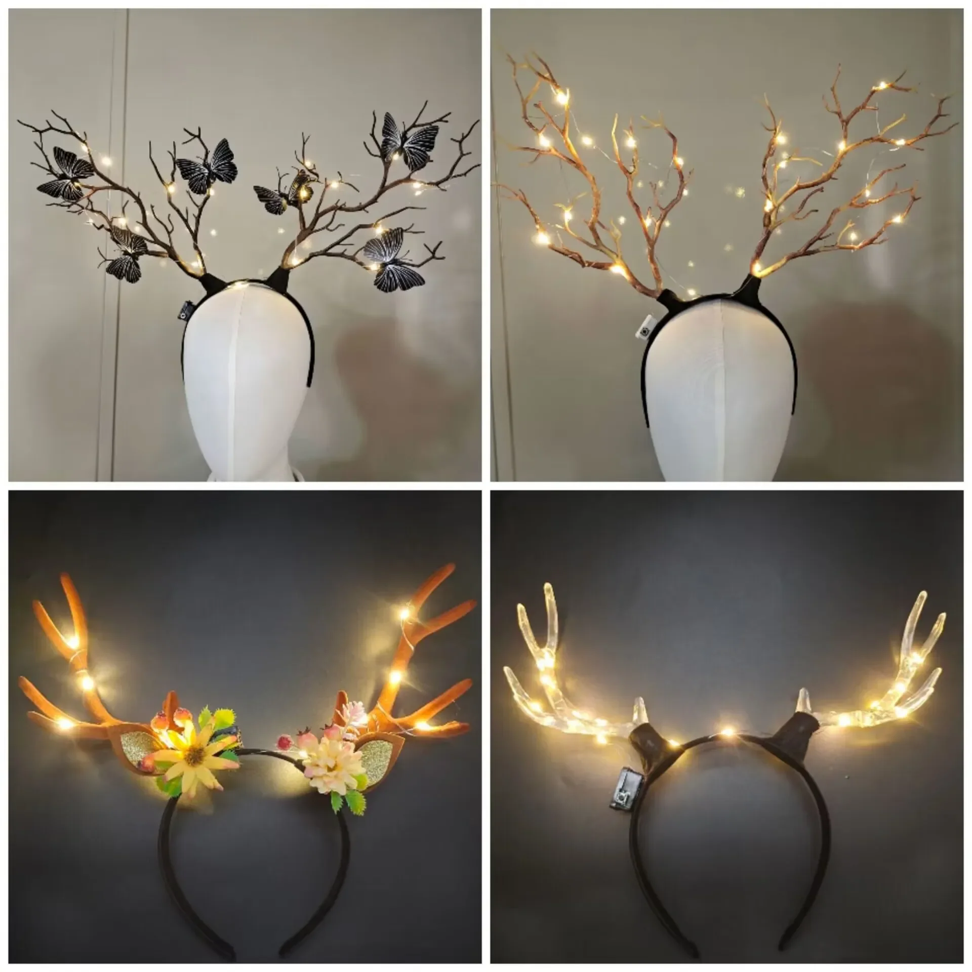 Women Girls Light Up Glowing R - Reindeer Antlers Headband ulasan dan harga
