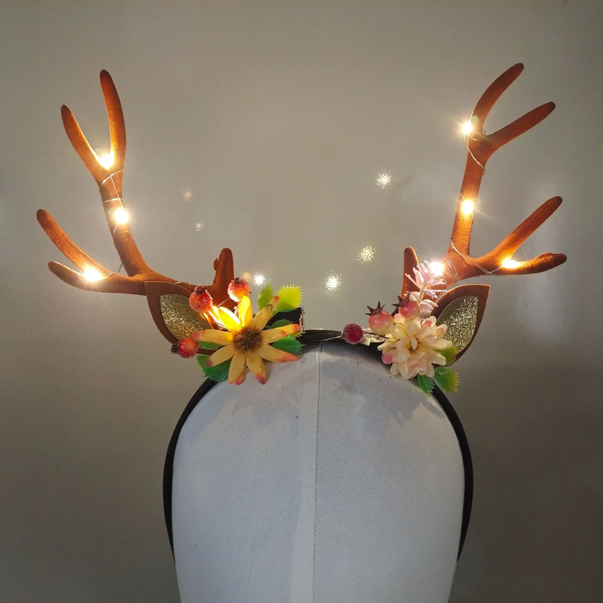 Women Girls Light Up Glowing R - Reindeer Antlers Headband ulasan dan harga