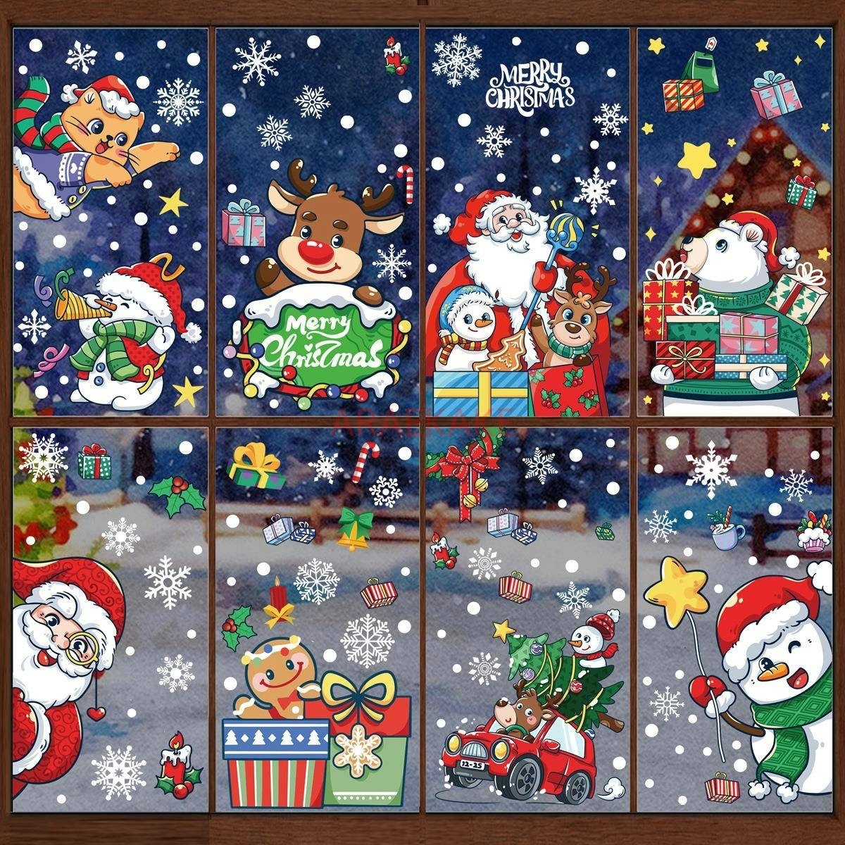 1set Snowman Static Window Sti - Snowflake Window Decal ulasan dan harga