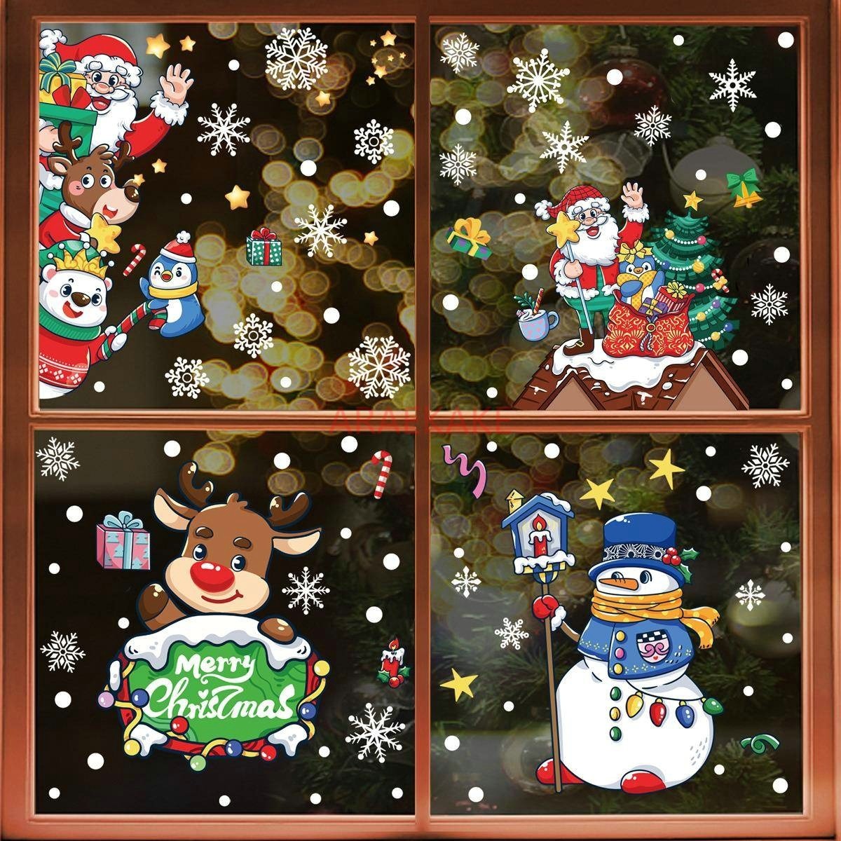 1set Snowman Static Window Sti - Snowflake Window Decal ulasan dan harga