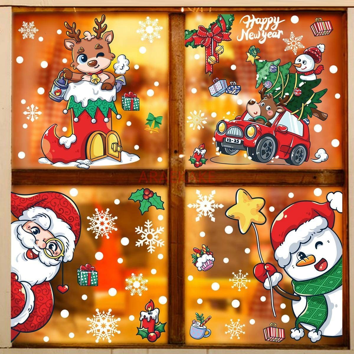 1set Snowman Static Window Sti - Snowflake Window Decal ulasan dan harga
