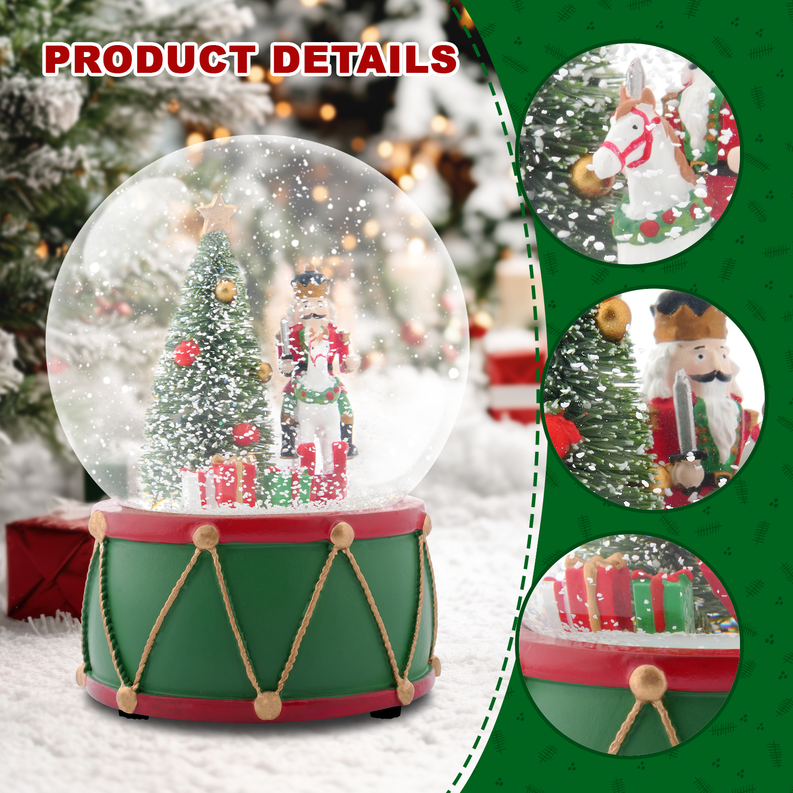 Christmas Music Snow Globe wit - Snow Globe Musical ulasan dan harga