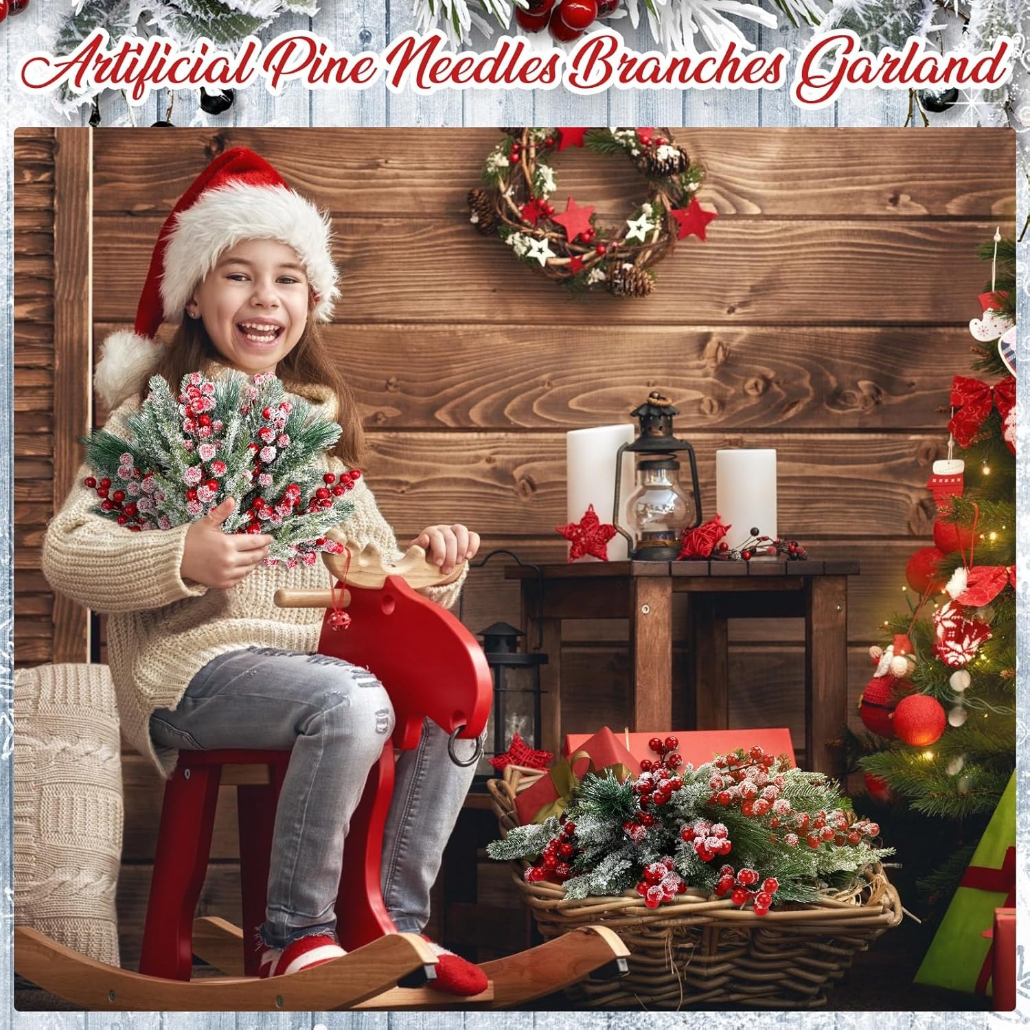Artificial Snow White Pine Bra - Christmas Wreath Fake ulasan dan harga