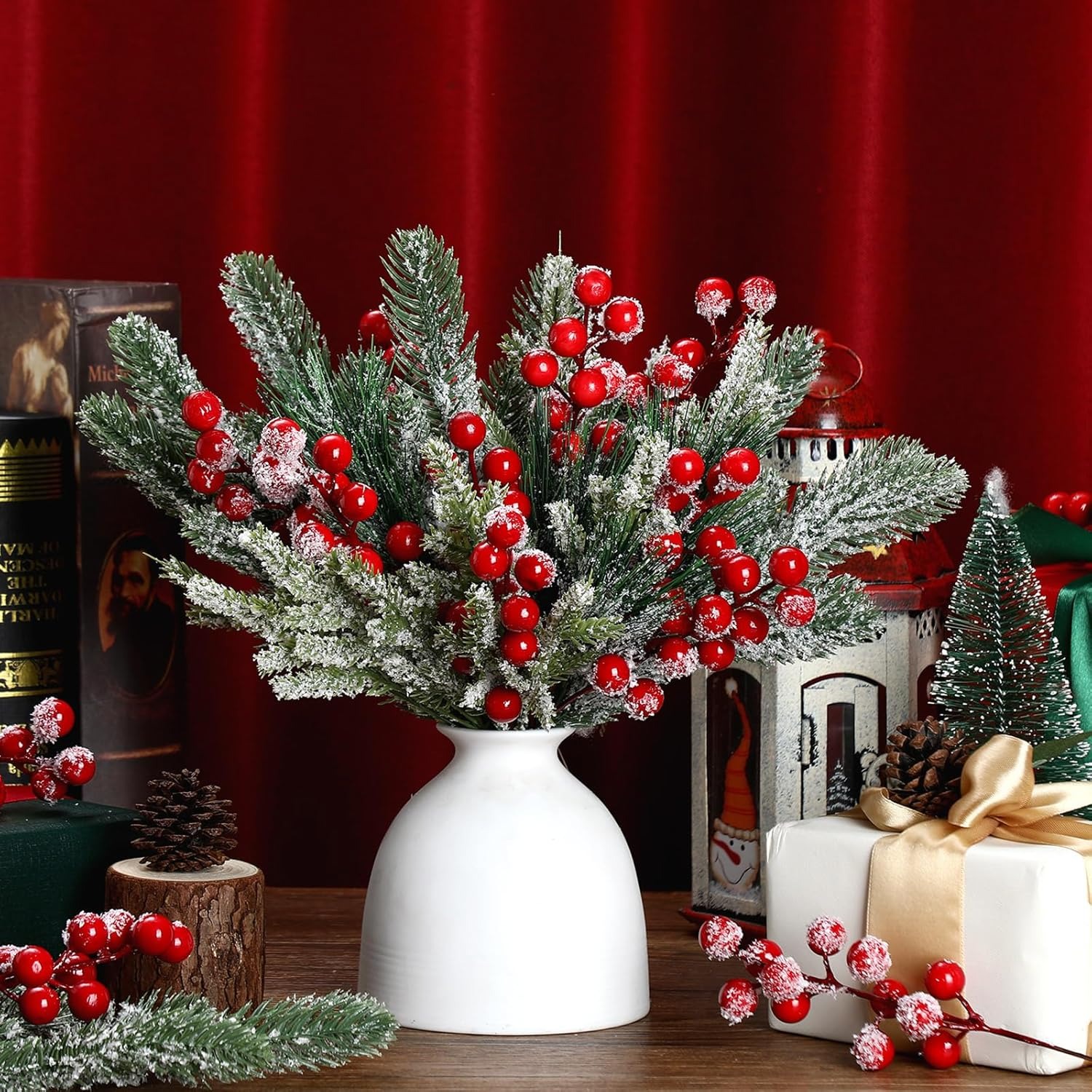 Artificial Snow White Pine Bra - Christmas Wreath Fake ulasan dan harga