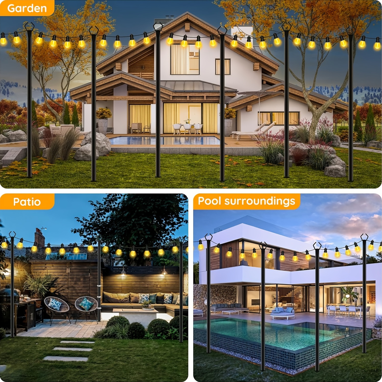 6/4/2 Pack 8.9Ft Heavy Duty Me - Christmas Lights Outdoor ulasan dan harga