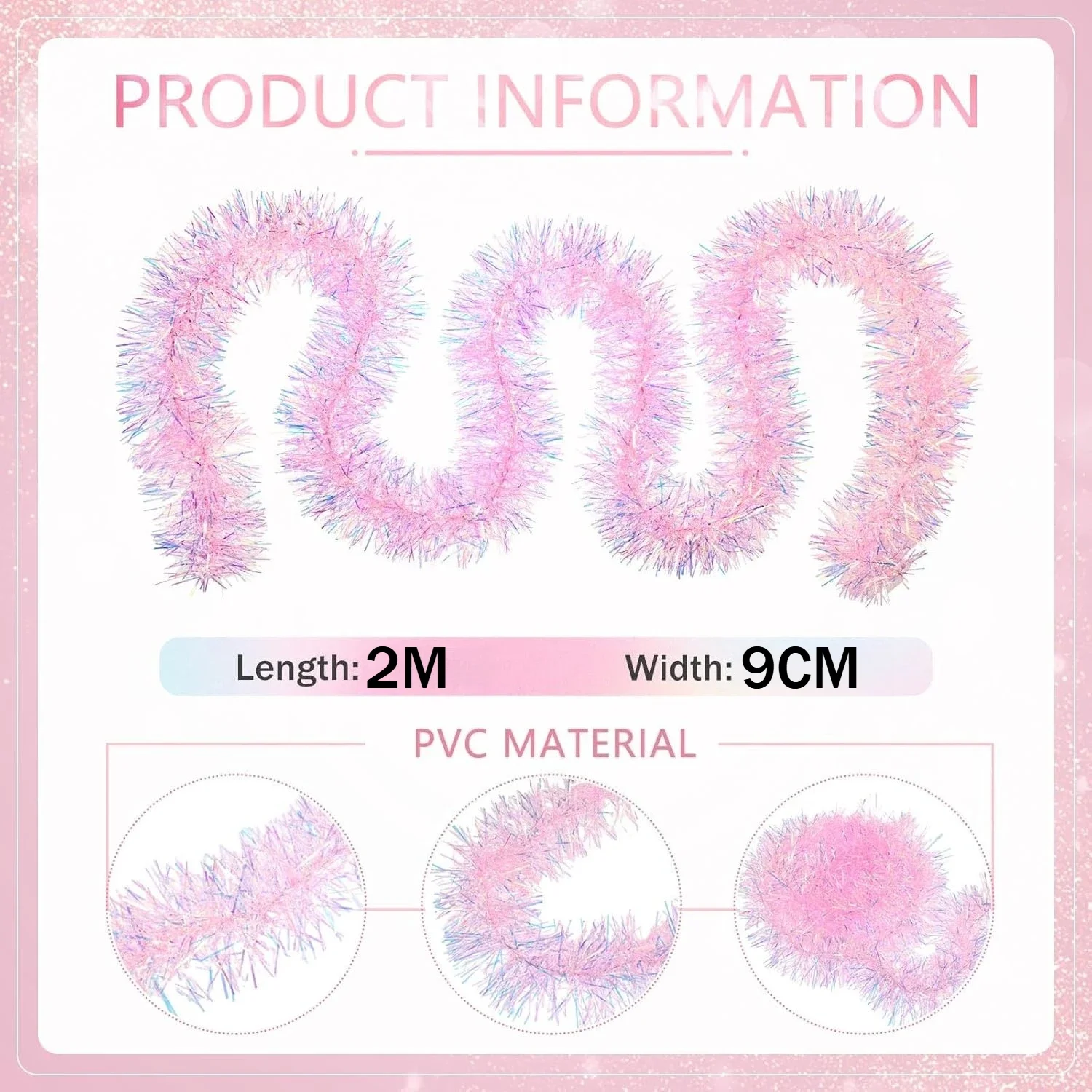 2M Pink Christmas Tinsel Garla - Tinsel Garland Decoration ulasan dan harga