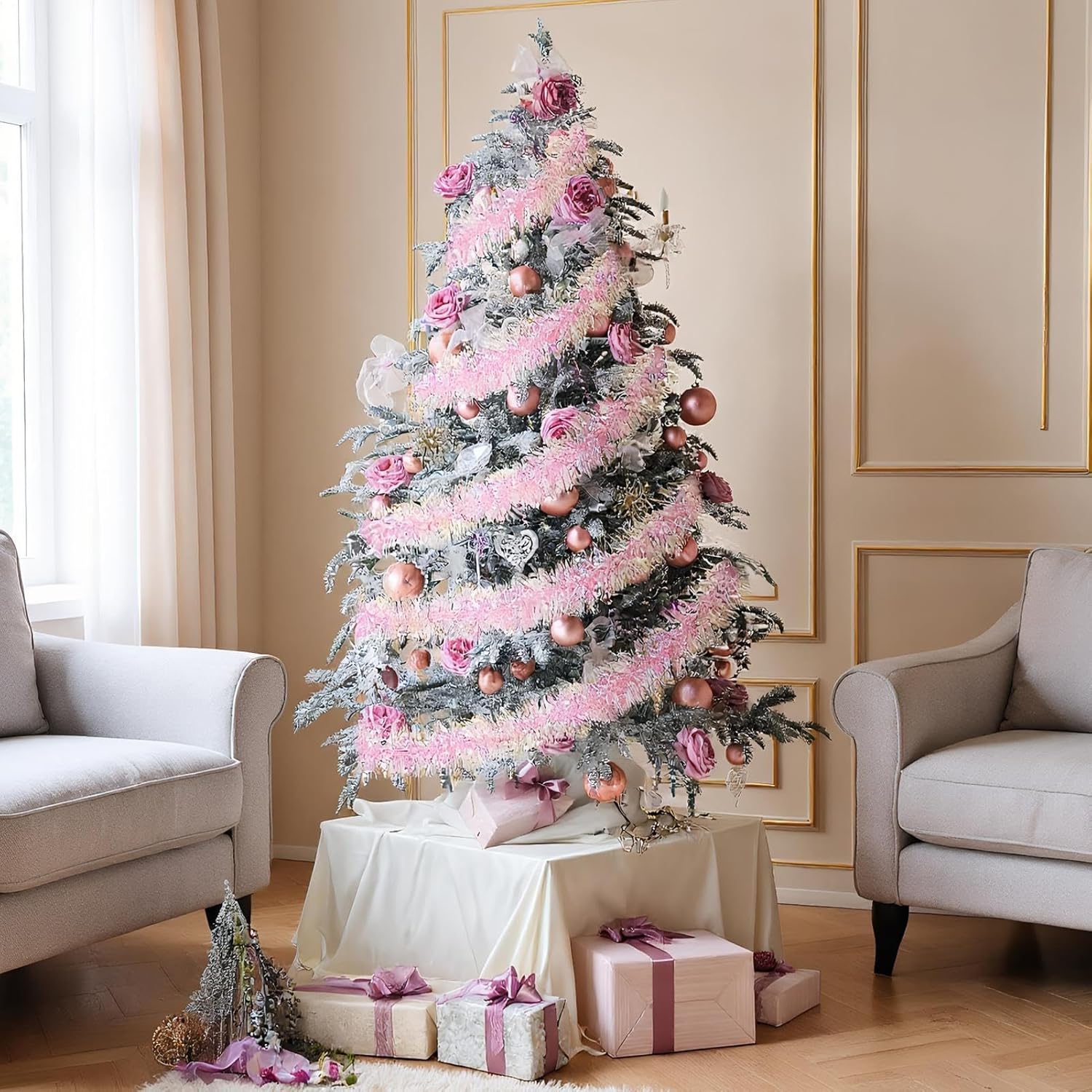 2M Pink Christmas Tinsel Garla - Tinsel Garland Decoration ulasan dan harga