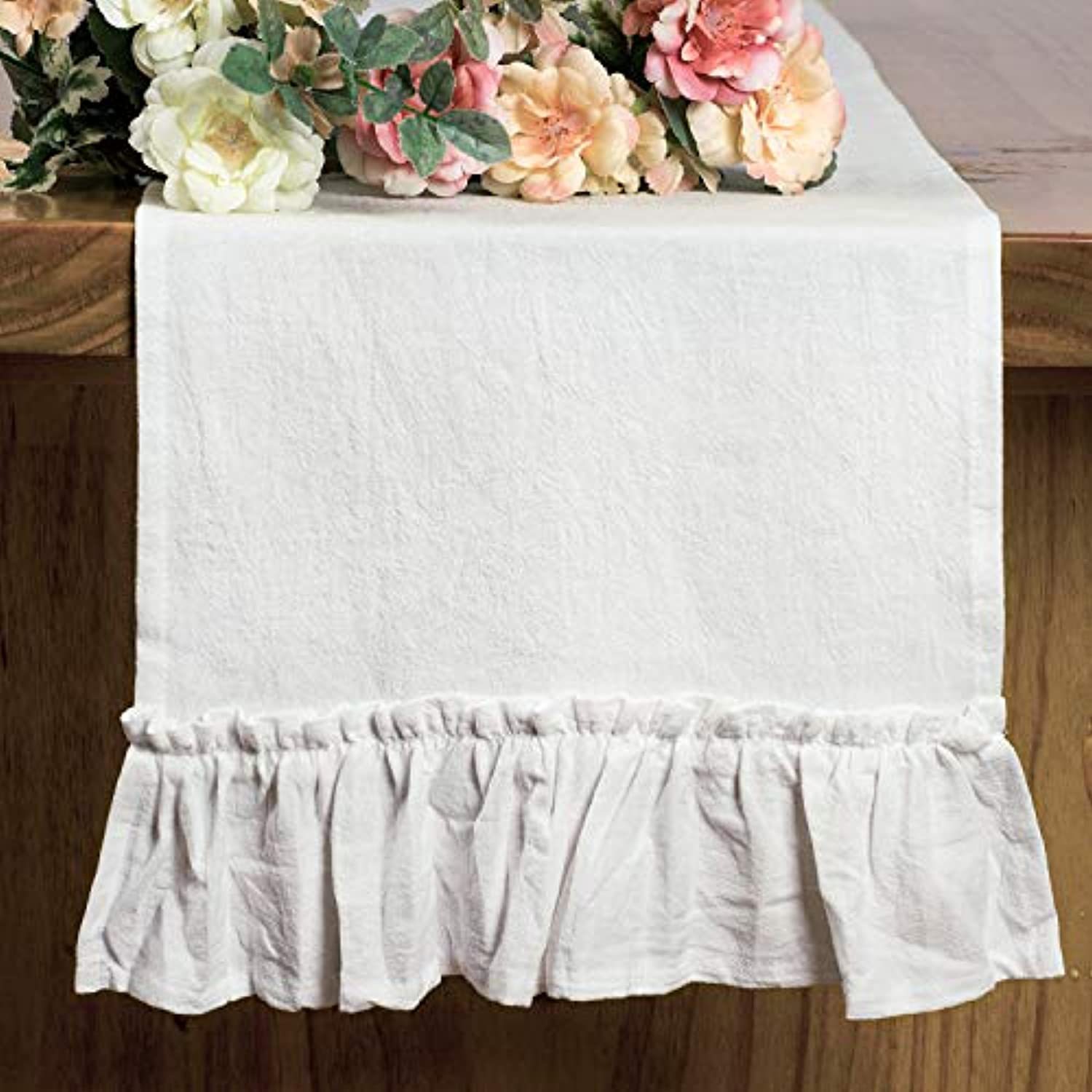 Cotton Ruffles Table Runner Ev - Christmas Table Runner ulasan dan harga
