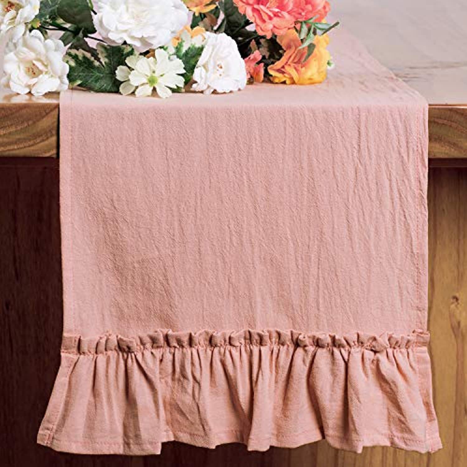 Cotton Ruffles Table Runner Ev - Christmas Table Runner ulasan dan harga