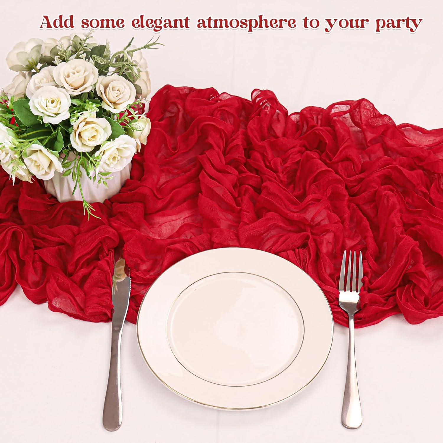 1.8/3/4M Long Red Table Runner - Christmas Table Runner ulasan dan harga