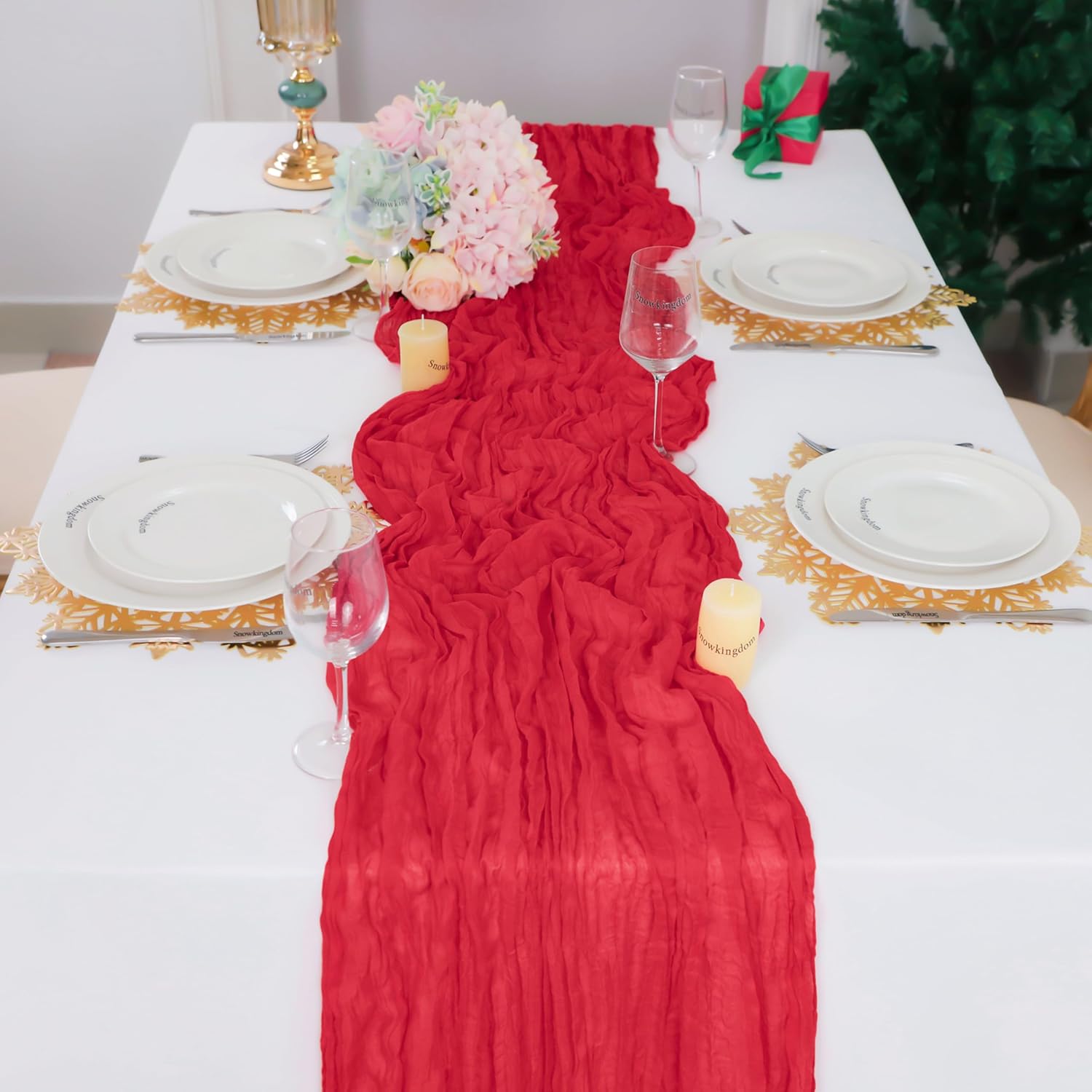1.8/3/4M Long Red Table Runner - Christmas Table Runner ulasan dan harga