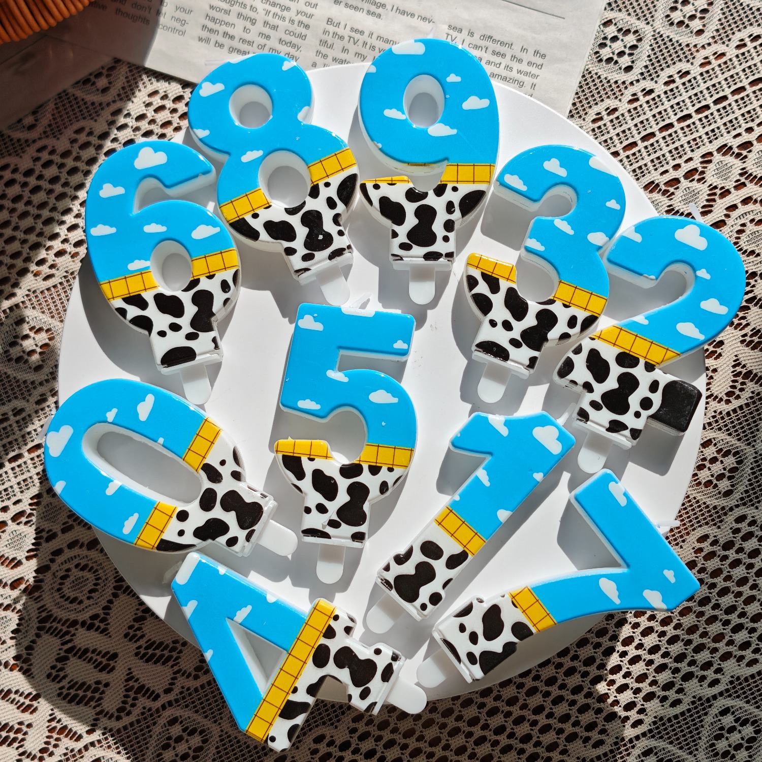 1PC,Number 1-9Blue Sky and Whi - Holiday Candle Set ulasan dan harga