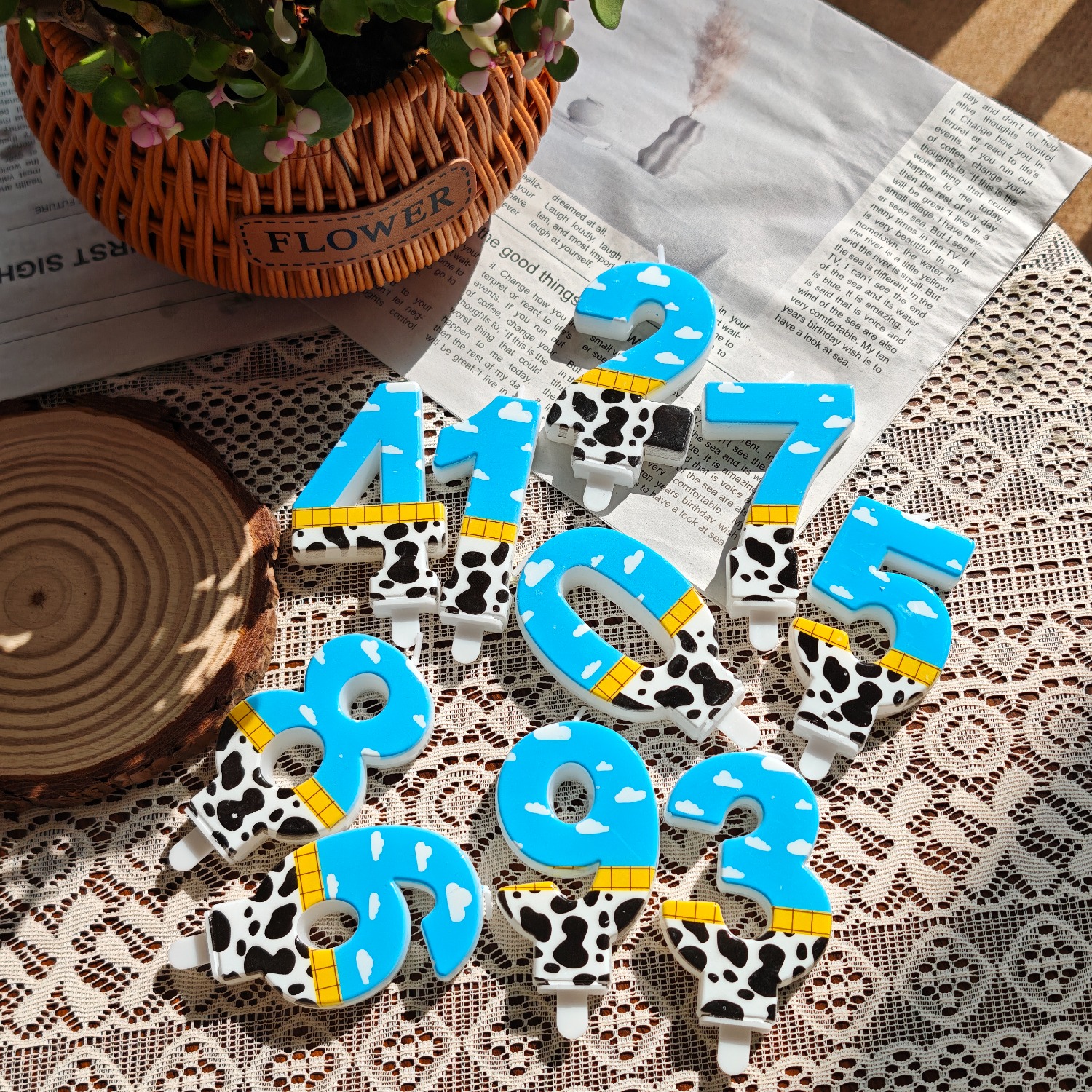 1PC,Number 1-9Blue Sky and Whi - Holiday Candle Set ulasan dan harga