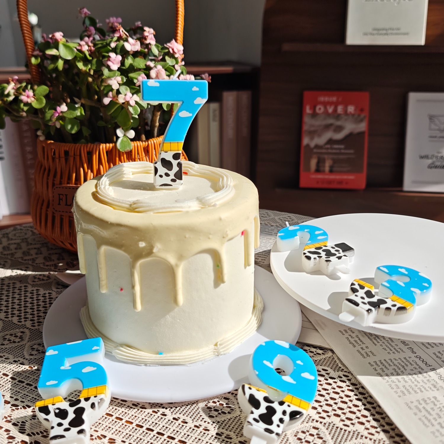1PC,Number 1-9Blue Sky and Whi - Holiday Candle Set ulasan dan harga