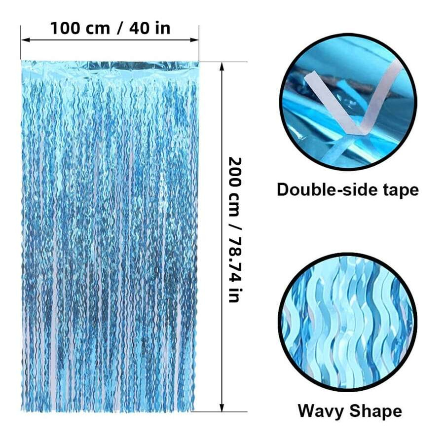 3.2*6.6 ft Wavy Tinsel Foil Fr - Tinsel Garland Decoration ulasan dan harga